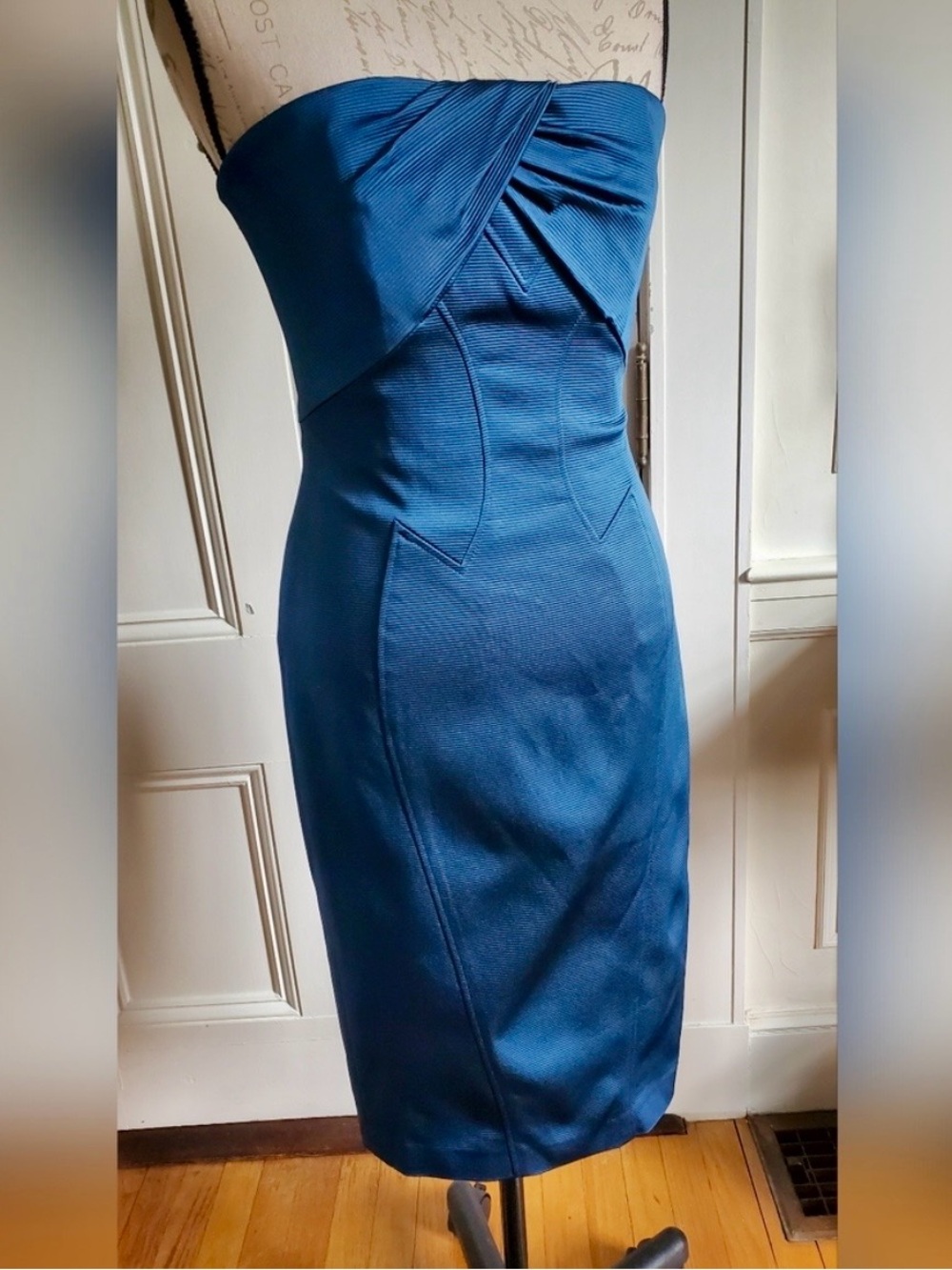 Zac Posen Teal Bodycon Pencil Strapless Dress, size 8